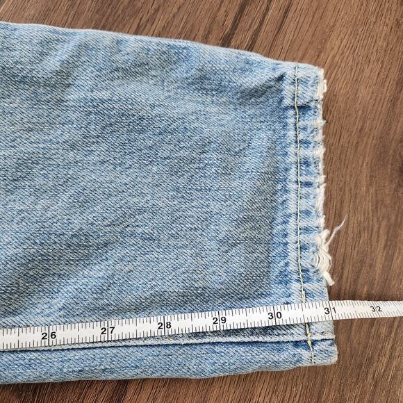 Free People We The Free Embroidered Distressed Jeans 26‎ Blue Straight Leg Retro - Picture 10 of 10